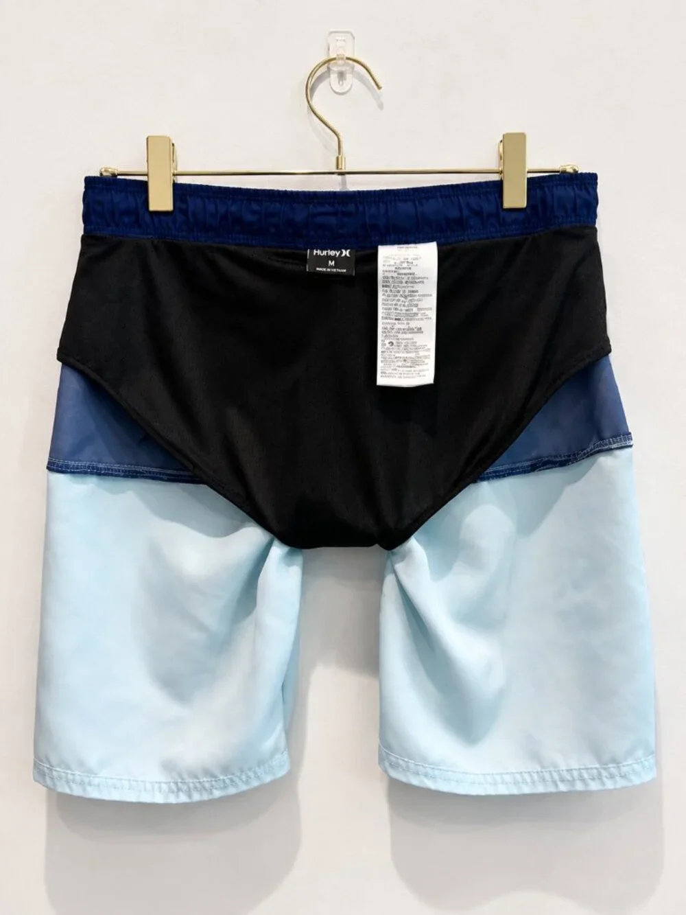 Hurley Boys Swim Trunks Size M Navy Light Blue Colorblock Mesh Lined